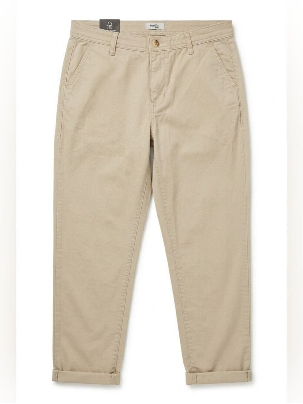 Kensie Jeans Beige Mid-Rise Chino Trousers NWT Size 8 Ankle Crop Pants Stretch